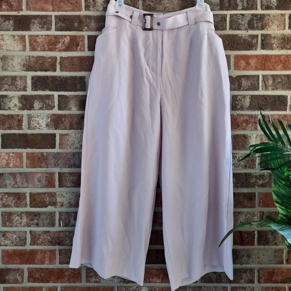Soft Surroundings Blush Pink Wide Leg Cropped Pants